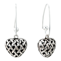  - sterling silver heart shape with pattern dangle earrings Image.