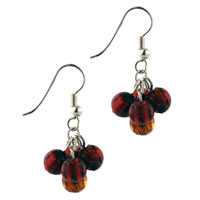 Murano Glass Jewelry - red cluster earrings Image.