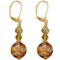 Murano Glass Jewelry - amber snow globe murano glass earrings Image.