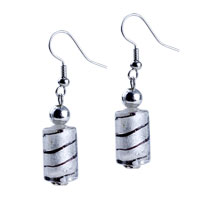Murano Glass Jewelry - silver foil brown swirled earrings Image.