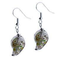 Murano Glass Jewelry - silver foil gray millefiori earrings Image.