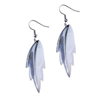 Mother Of Pearl Jewelry - white and pale blue mother of pearl leaf earring Image.