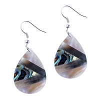 Mother Of Pearl Jewelry - ivory white and black mother of pearl teardrop earring Image.
