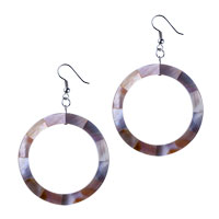 Mother Of Pearl Jewelry - bean red mother of pearl hoop earring Image.