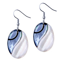 Mother Of Pearl Jewelry - white and pale blue mother of pearl oval earring Image.
