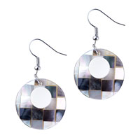 Mother Of Pearl Jewelry - white and dark bluemother of pearl circle earring Image.