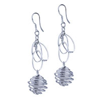 Sterling Silver Jewelry - hoop and wrapped ball earrings Image.