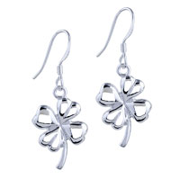 Sterling Silver Jewelry - silver four leaf clover earrings Image.