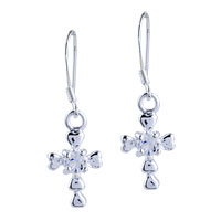 Sterling Silver Jewelry - crystal heart pattern cross earrings Image.