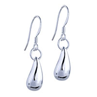 Sterling Silver Jewelry - dangling glossy teardrop earrings Image.