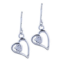 Sterling Silver Jewelry - crystal heart with rhinestone earrings Image.