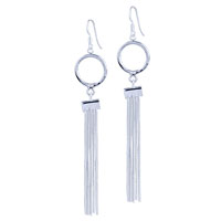 Sterling Silver Jewelry - hoop and long dangling tassel earrings Image.