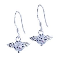 Sterling Silver Jewelry - crystal angel wing earrings Image.