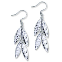 Sterling Silver Jewelry - shining leaves 925 sterling silver earrings Image.