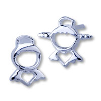 Earrings - couple of cartoon figure 925 sterling silver earrings Image.