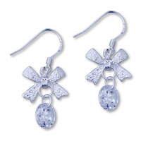 Sterling Silver Jewelry - bowknot 925 sterling silver earrings Image.
