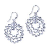 Sterling Silver Jewelry - wave line circle 925 sterling silver earrings Image.