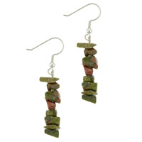 Earrings - unakite stone chip earrings Image.