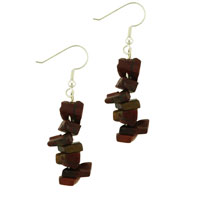 Earrings - poppy jasper stone chip beads earrings Image.