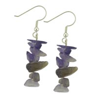 Earrings - amethyst chip sterling silver earrings Image.