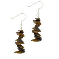 Earrings - tigereye stone chip beads earrings Image.