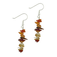 Earrings - orange aventurine stone chip beads earrings Image.