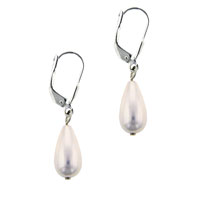 Sterling Silver Jewelry - faux pearl hinged earrings Image.