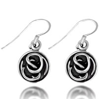Sterling Silver Jewelry - round tribal symbol sterling silver earrings Image.