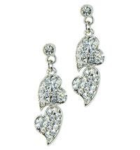 Sterling Silver Jewelry - two hearts austrian crystal earrings Image.