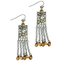 Earrings - square filigree chandelier dangle earrings Image.