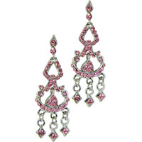 Earrings - pink ribbon chandelier austrian crystal earrings Image.