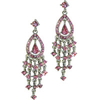Earrings - pink chandelier austrian crystal earrings Image.