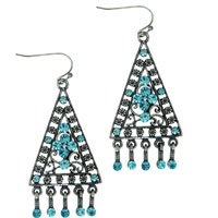Sterling Silver Jewelry - topaz blue triangle austrian crystal earrings Image.