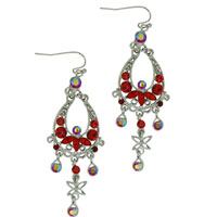 Earrings - red raindrops filigree chandelier earrings Image.