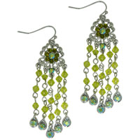 Earrings - flower of myster green filigree chandlier earrings Image.