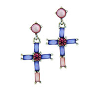 Sterling Silver Jewelry - purple cross earrings Image.