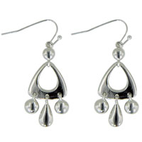 Earrings - silver tone rounded triangle chandelier earrings Image.