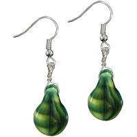 Murano Glass Jewelry - green lampwork teardrop murano glass earrings Image.