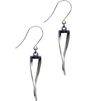 Sterling Silver Jewelry - french hook rectangle twisted earrings Image.