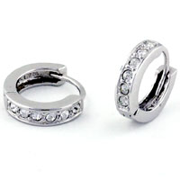 Sterling Silver Jewelry - hinged hoop studded earrings Image.