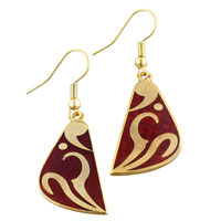 Earrings - classy triangular red and gold tone earrings Image.