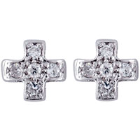 Sterling Silver Jewelry - cross shape studded earrings Image.