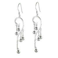 Sterling Silver Jewelry - fancy curved dangle ball earrings Image.