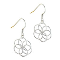 Sterling Silver Jewelry - circle spiral flower earrings Image.