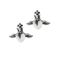 Sterling Silver Jewelry - heart with wings earrings Image.