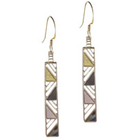 Sterling Silver Jewelry - sterling silver rectangular with faux pearl inset earrings Image.
