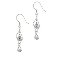 Sterling Silver Jewelry - sterling silver dangle diamond shape and cz stone earrings Image.