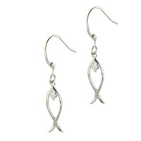 Earrings - single cz stud fish earrings Image.
