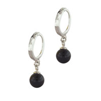 Sterling Silver Jewelry - sterling silver cz dangle black faux onyx earrings Image.