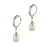 Sterling Silver Jewelry - oval dangle faux pearl earrings Image.